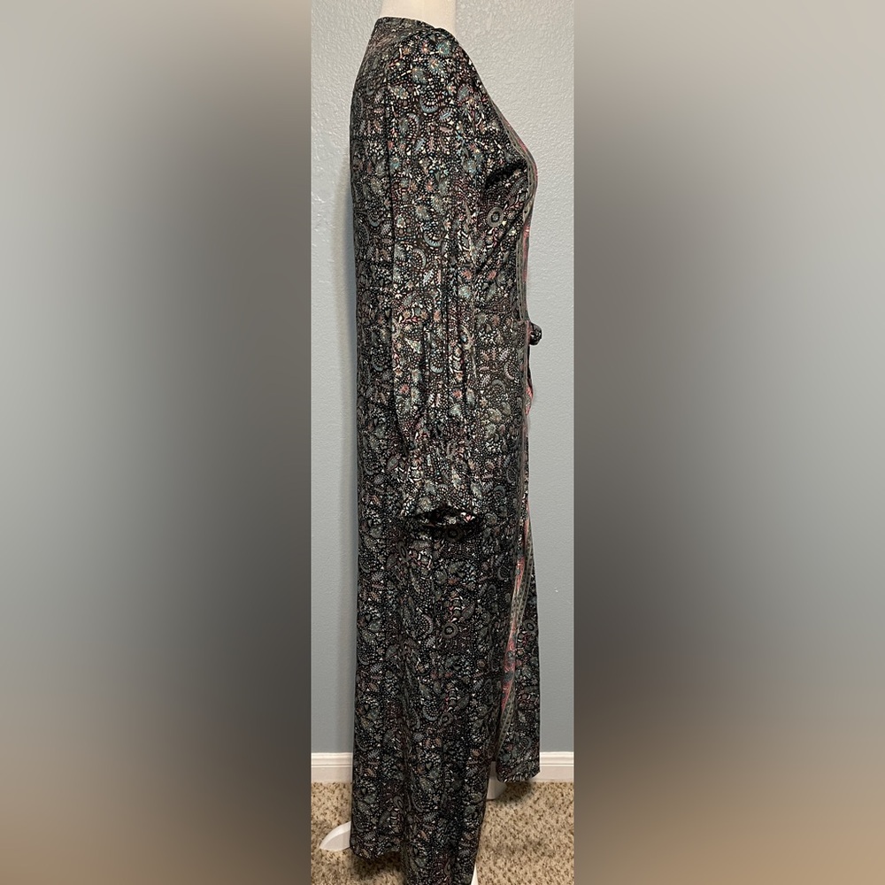 Paani Boho Paisley Kimono Duster Robe Tie Front Festival Beach Cover Up Medium - Picture 4 of 8
